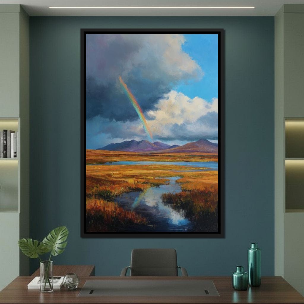 Rainbow Over Highland Moorland Canvas Wall Art