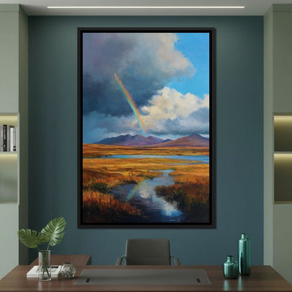 Rainbow Over Highland Moorland Canvas Wall Art