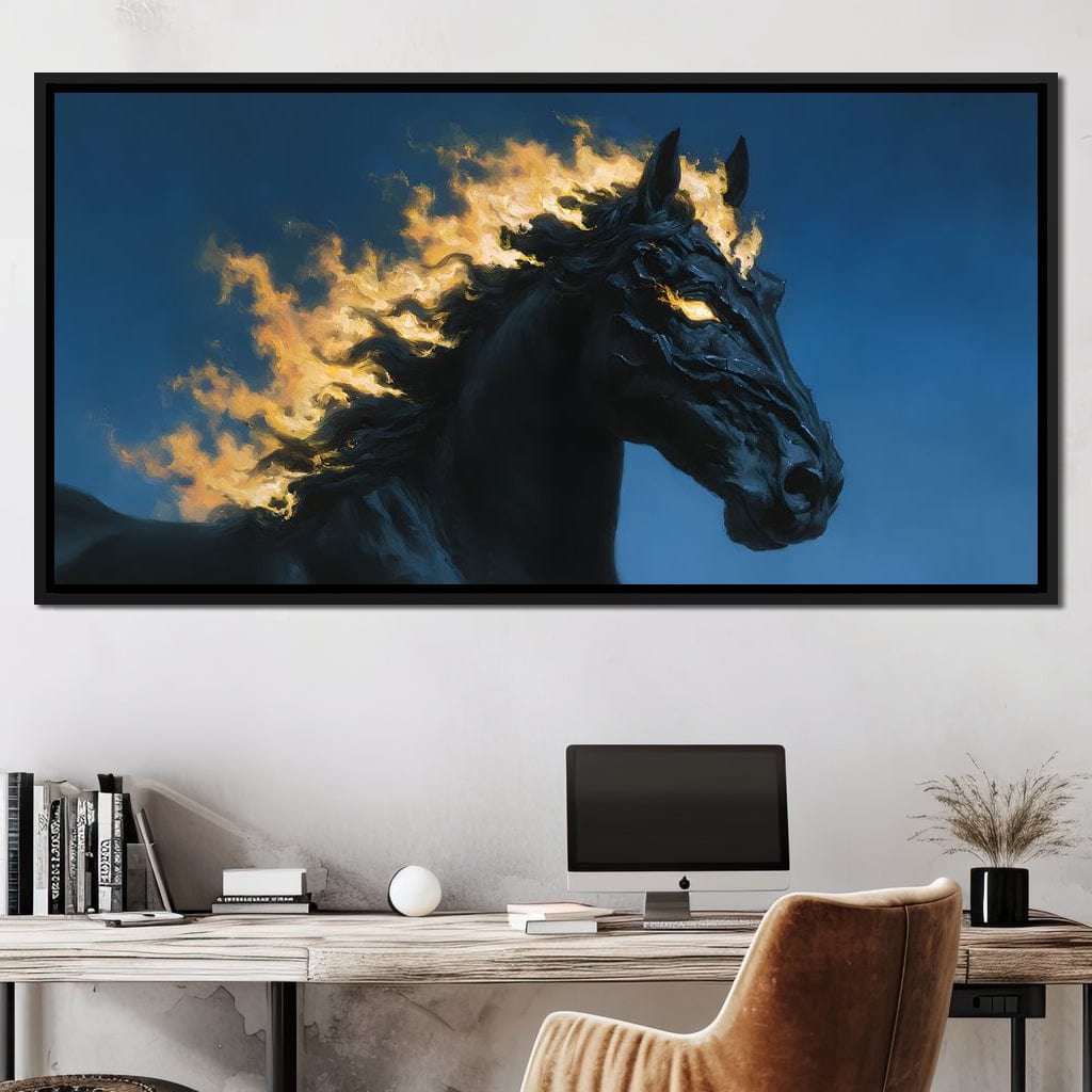 Fiery Night Stallion Spirit Canvas Wall Art