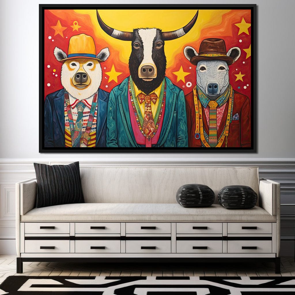 Dapper Wild Trio of Animals Canvas Wall Art