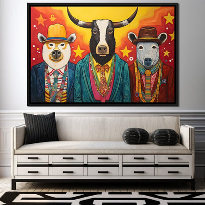 Dapper Wild Trio of Animals Canvas Wall Art