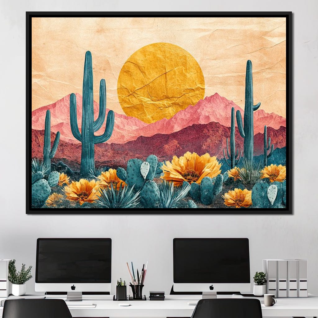 Desert Bloom Sunlit Peaks Canvas Wall Art