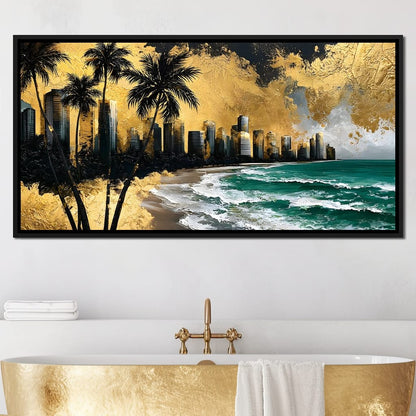 Miami Vibes in Gold Canvas Wall Art