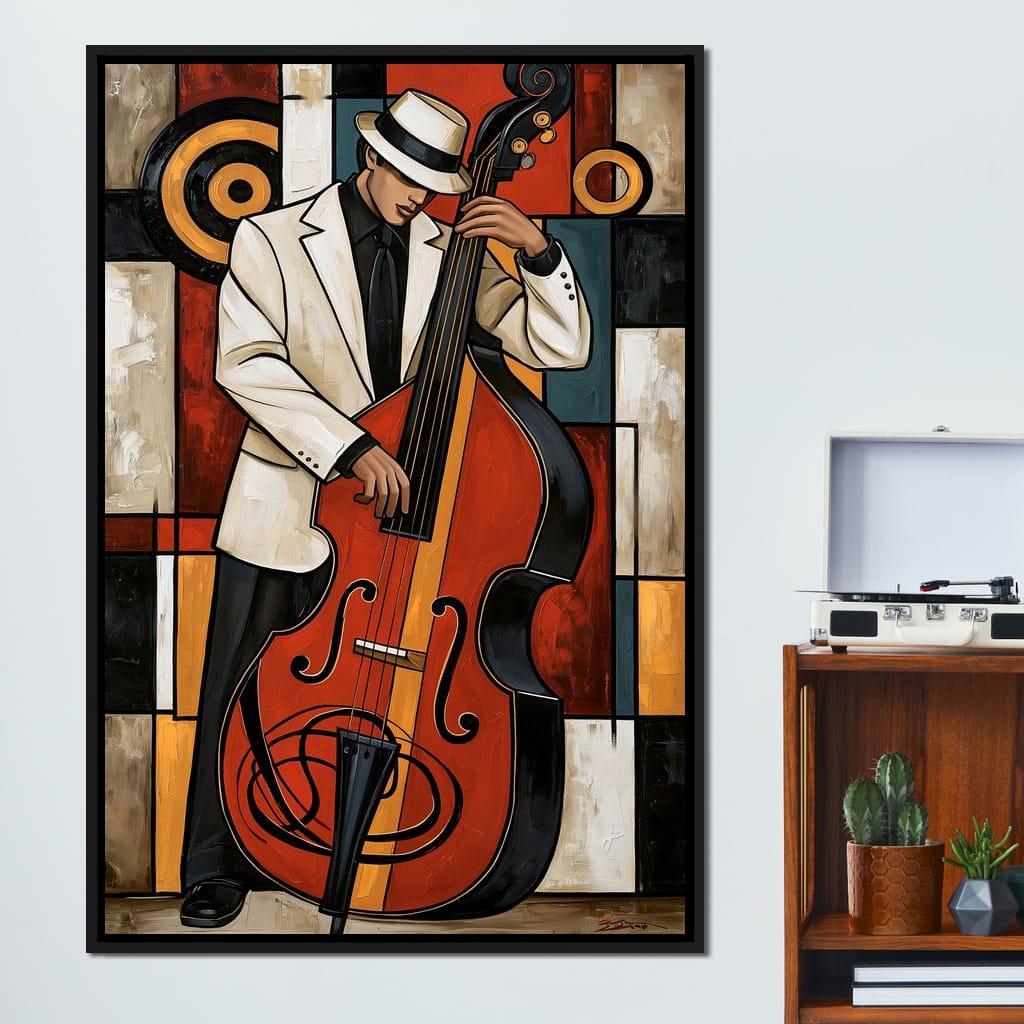 Cool Jazz Rhythm And The Upright Bass Canvas Wall Art