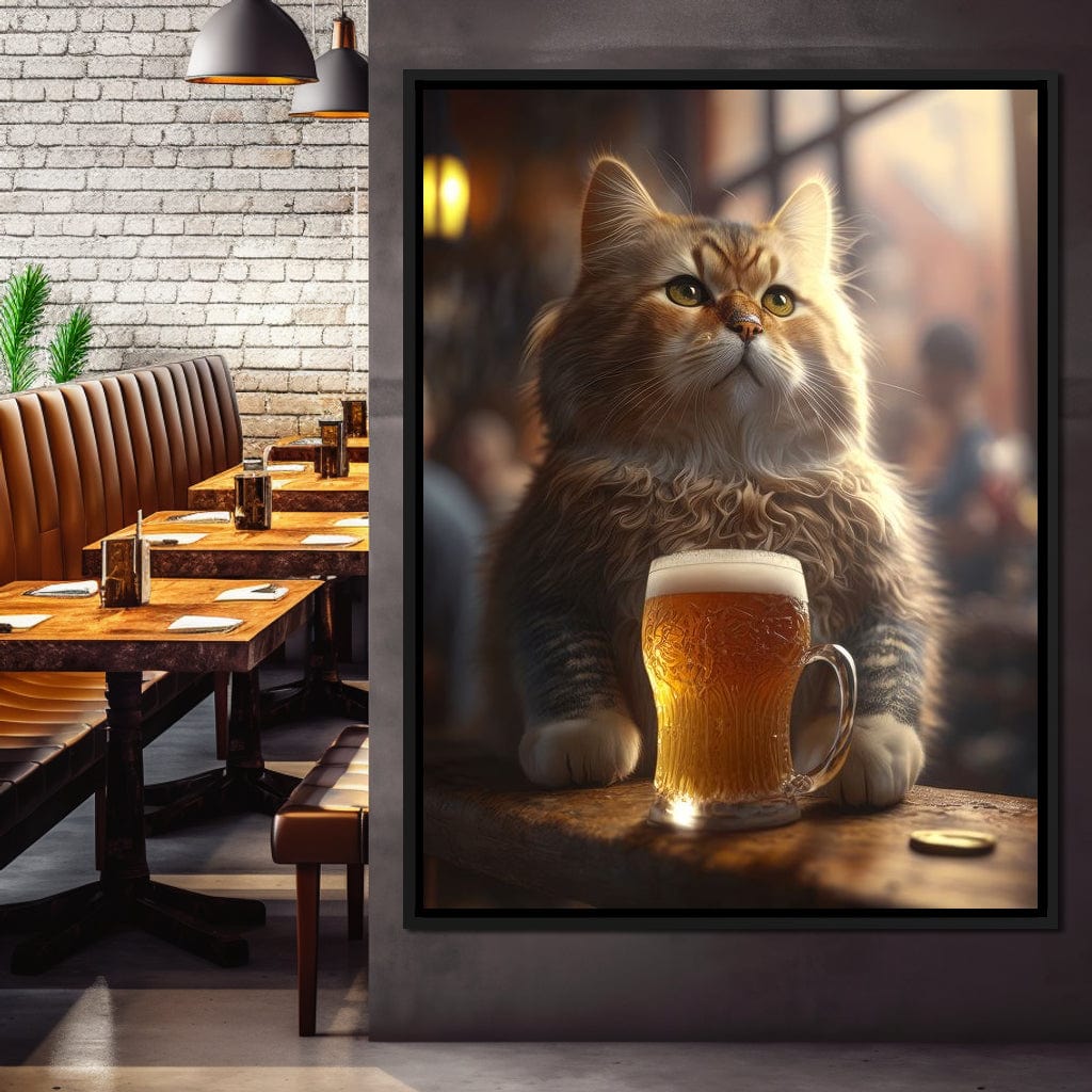 Cat Beer Canvas Wall Art