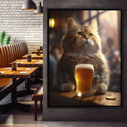 Cat Beer Canvas Wall Art
