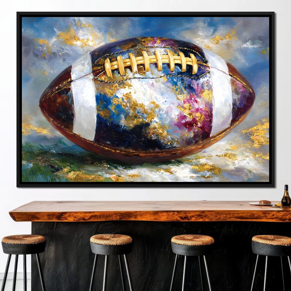 Golden Gridiron Glory Ball Canvas Wall Art