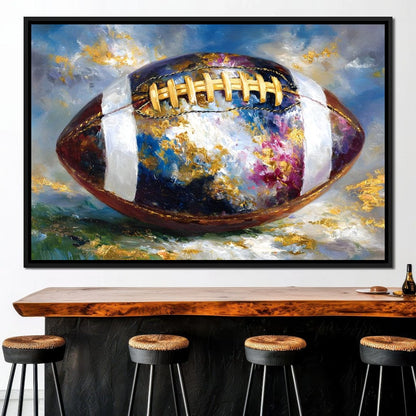 Golden Gridiron Glory Ball Canvas Wall Art