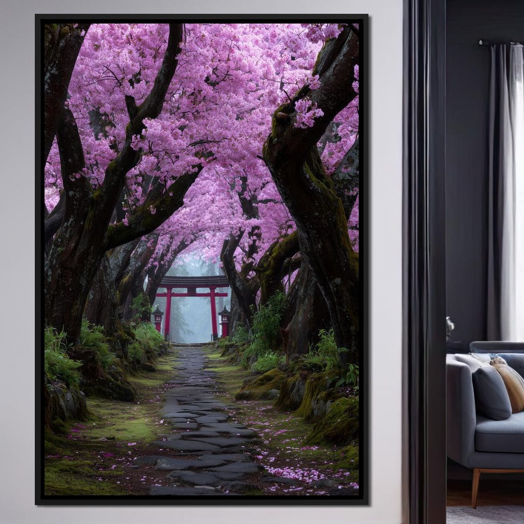 Sakura Gate Pathway Stillness Canvas Wall Art