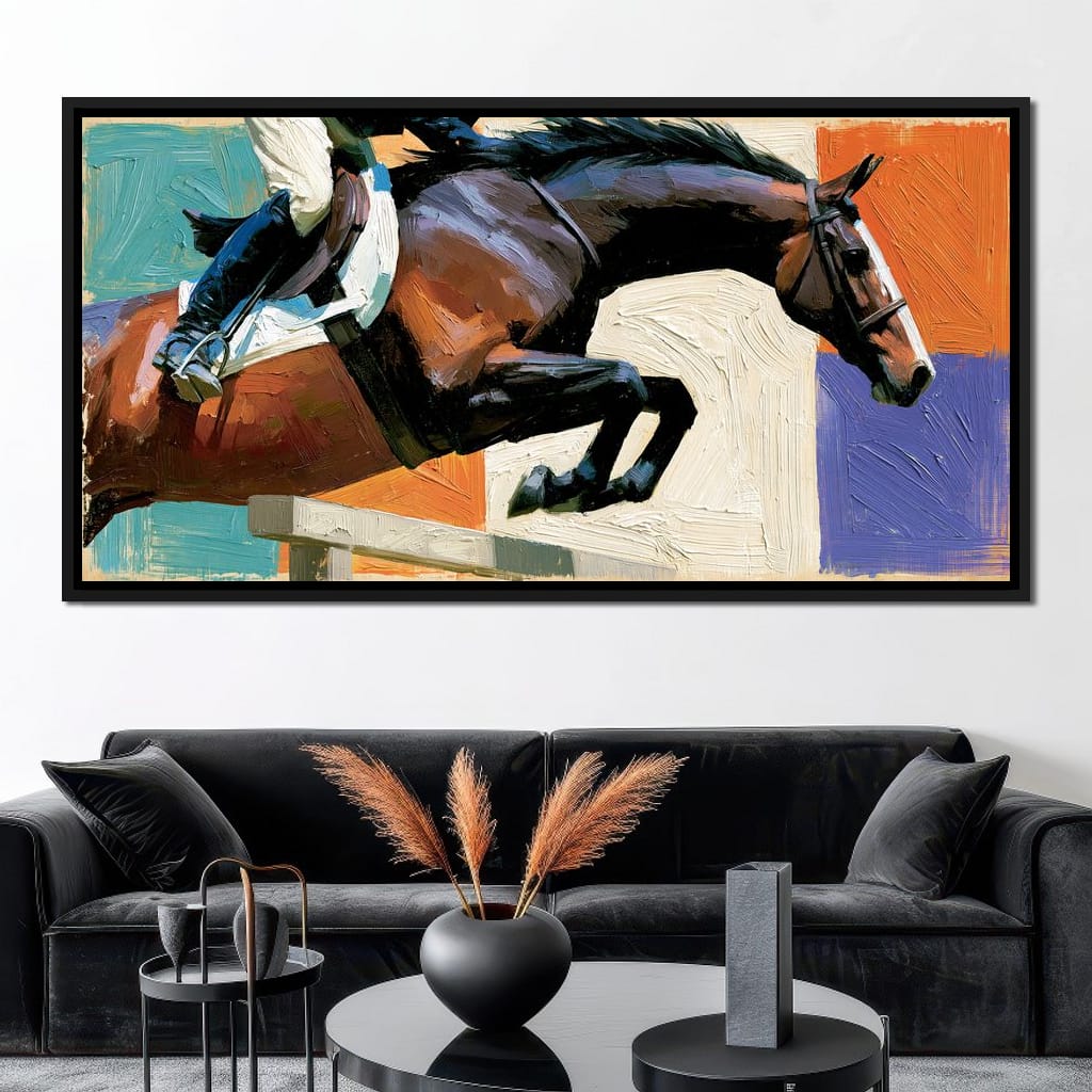 Leaping Over The Painted Square Canvas Wall Art