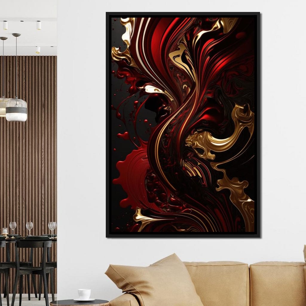 The Marble-Lux Collection: Dark Red & Vibrant Gold 09 Canvas Wall Art