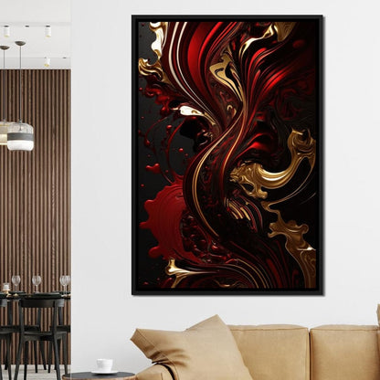 The Marble-Lux Collection: Dark Red & Vibrant Gold 09 Canvas Wall Art