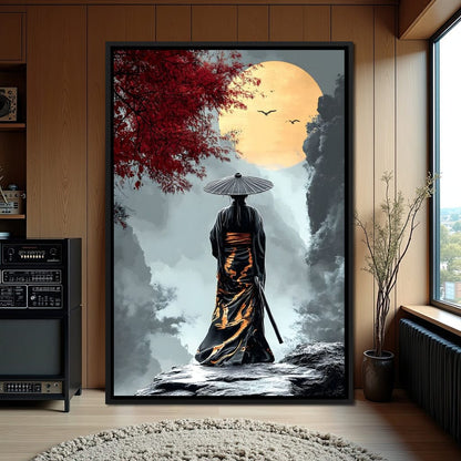 Samurai Moonlight Reverie Canvas Wall Art