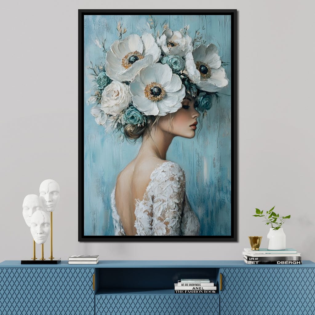 Petal Crowned Bridal Elegance Canvas Wall Art