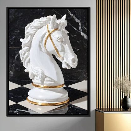 Gilded Knight on Marble Board Canvas Wall Art