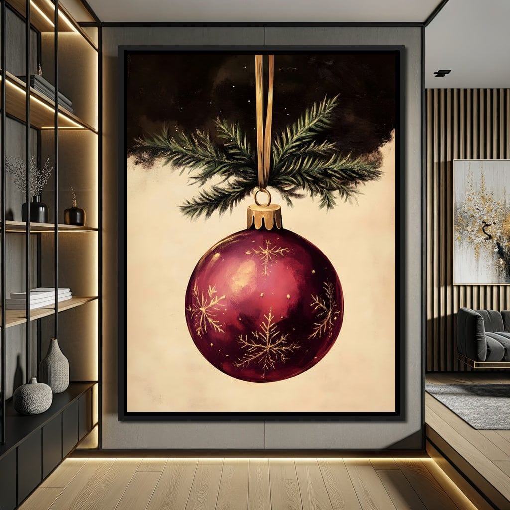 Golden Snowflake Ornament Cheer Canvas Wall Art