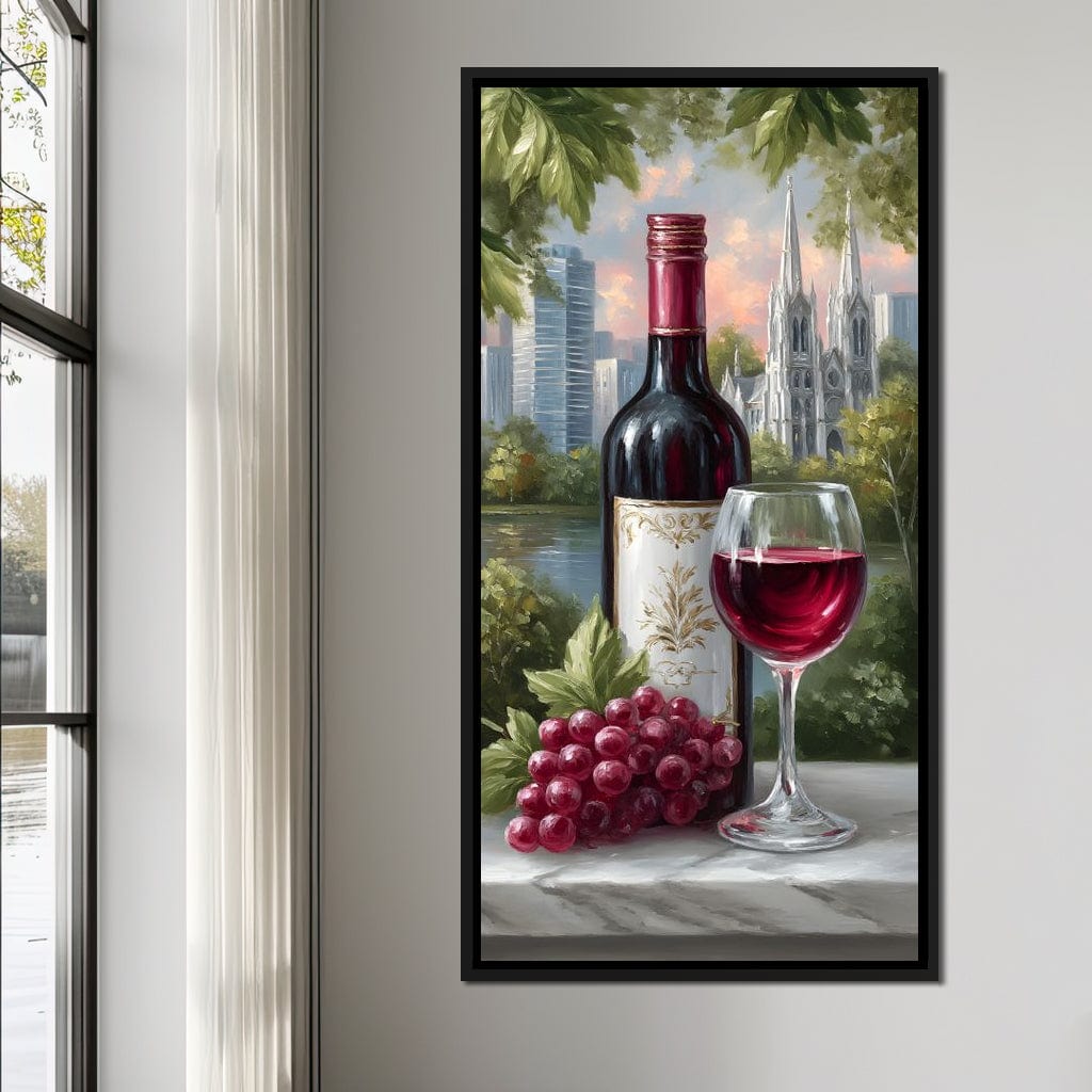 Wine Reflections Cityscape Elegance Canvas Wall Art