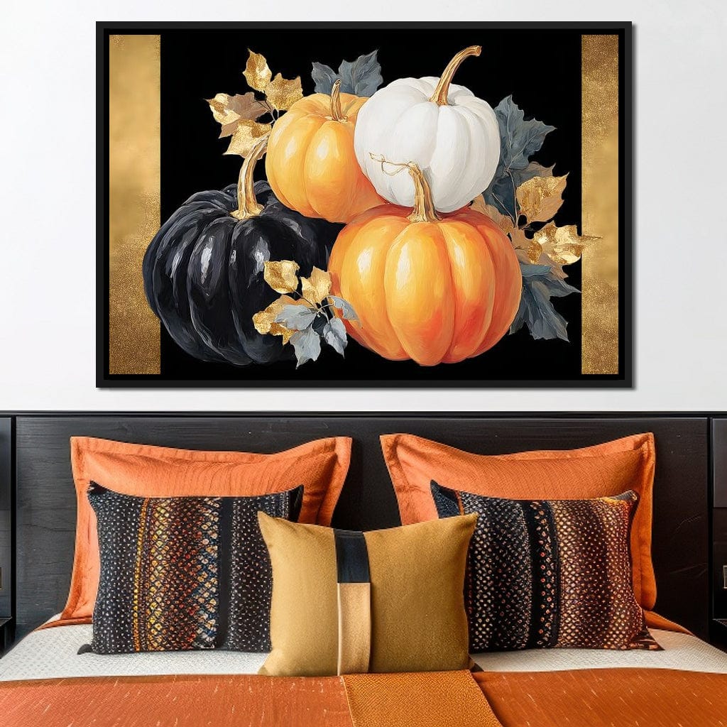 Golden Pumpkin Harvest Harmony Canvas Wall Art