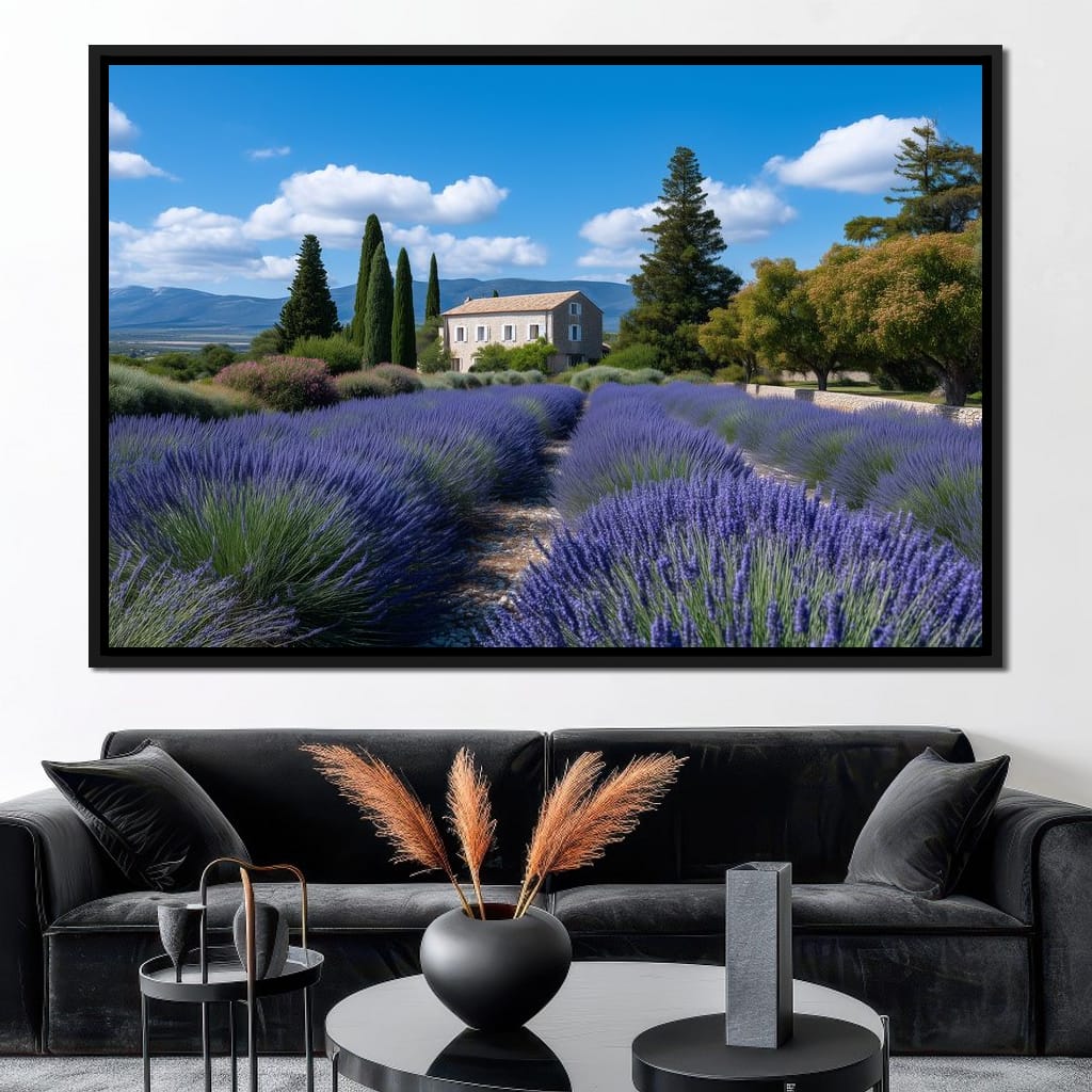 Provence Lavender Farmhouse Sky Canvas Wall Art