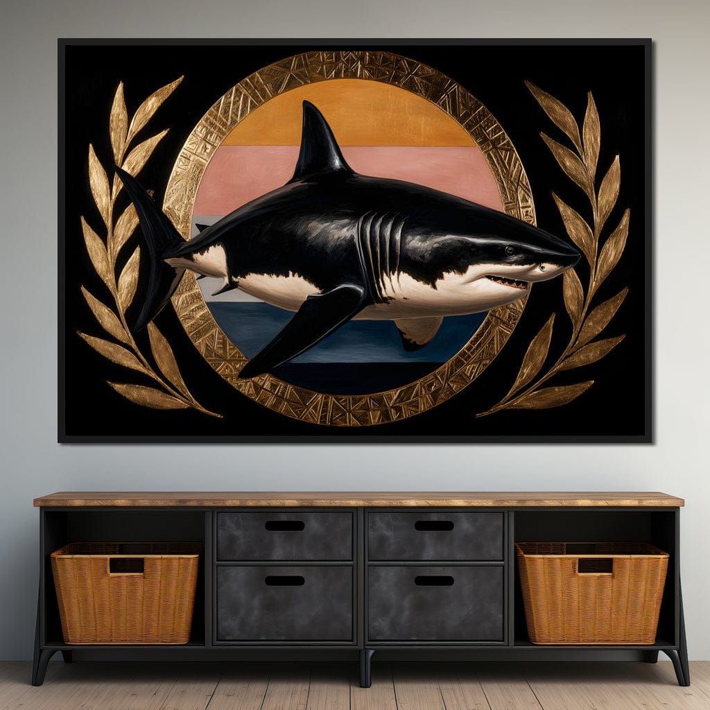 Gilded Shark Triumph Halo Canvas Wall Art