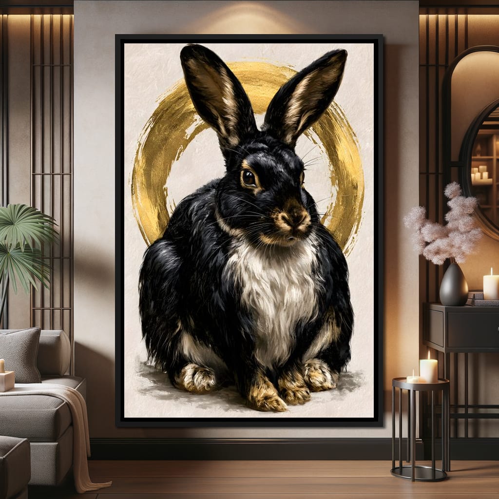 Gilded Hare of the Silent Circle Canvas Wall Art