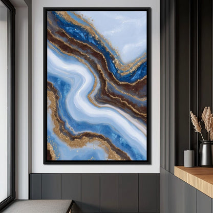 Blue Geode Gold River Flow Canvas Wall Art