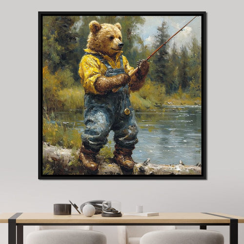 Bear Fishing Canvas Wall Art