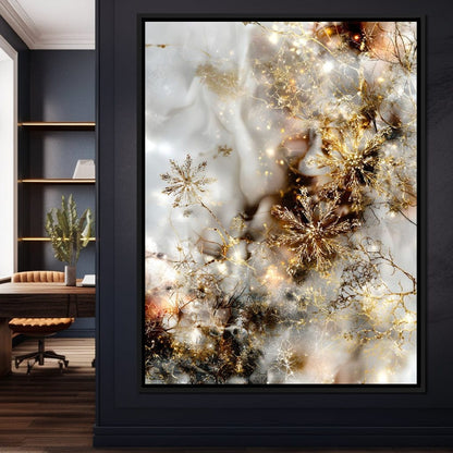 Golden Snowflake Reverie Canvas Wall Art