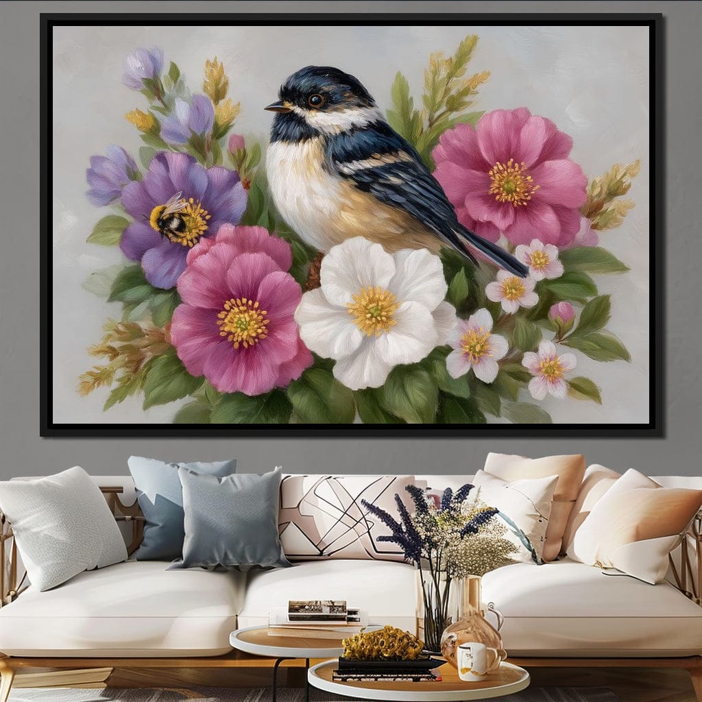 Chickadee Garden Blossom Song Canvas Wall Art