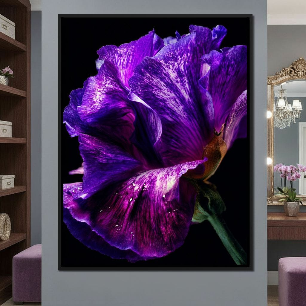 Violet Petal Radiance Macro Canvas Wall Art
