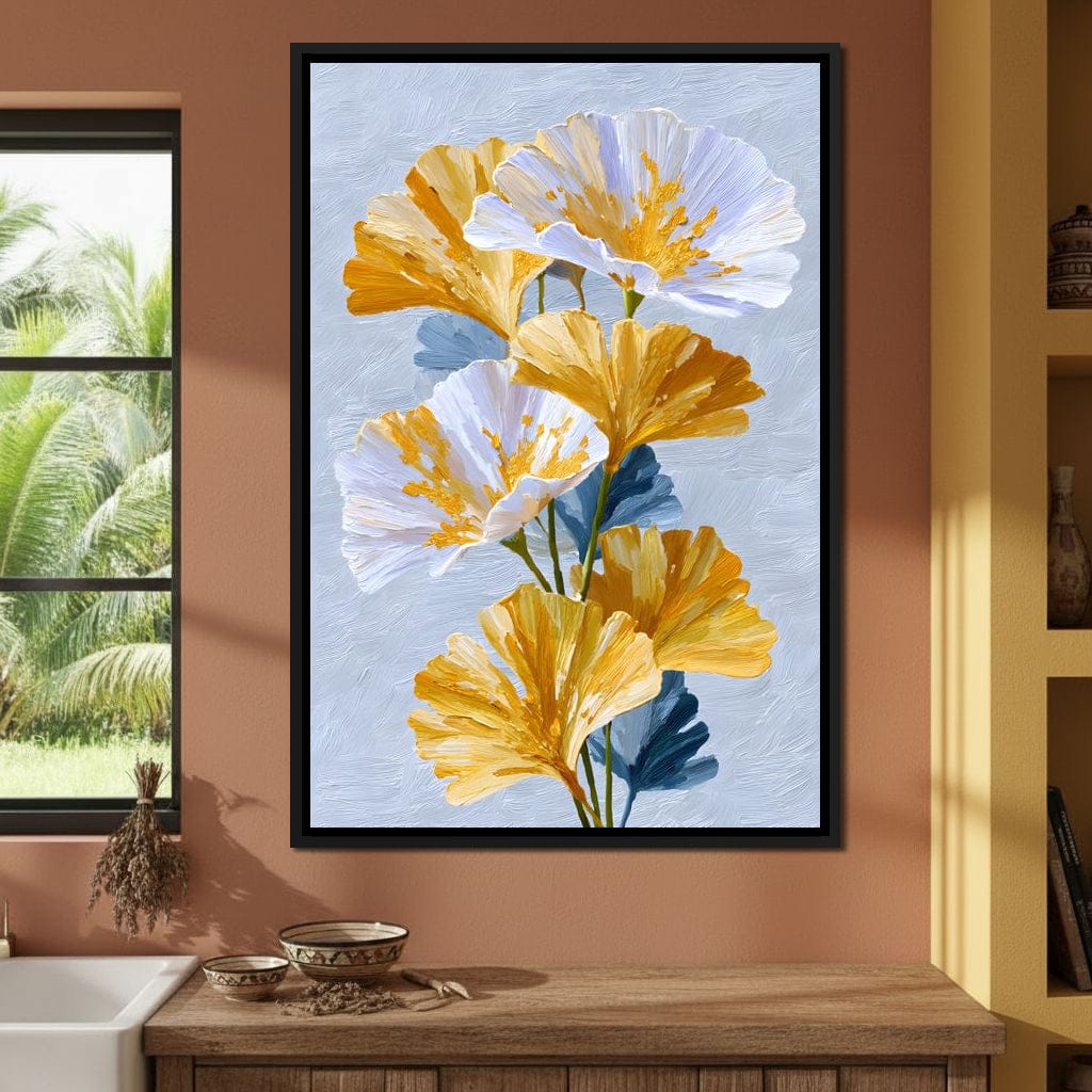 Golden Poppies Soft Light Canvas Wall Art