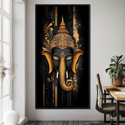 Golden Divine Ganesha Aura Canvas Wall Art