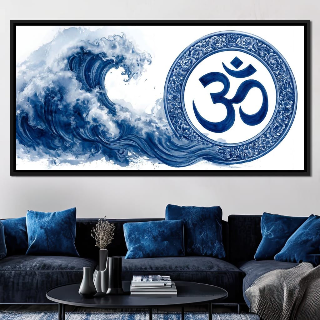 Indigo Om Mandala Meditation Canvas Wall Art