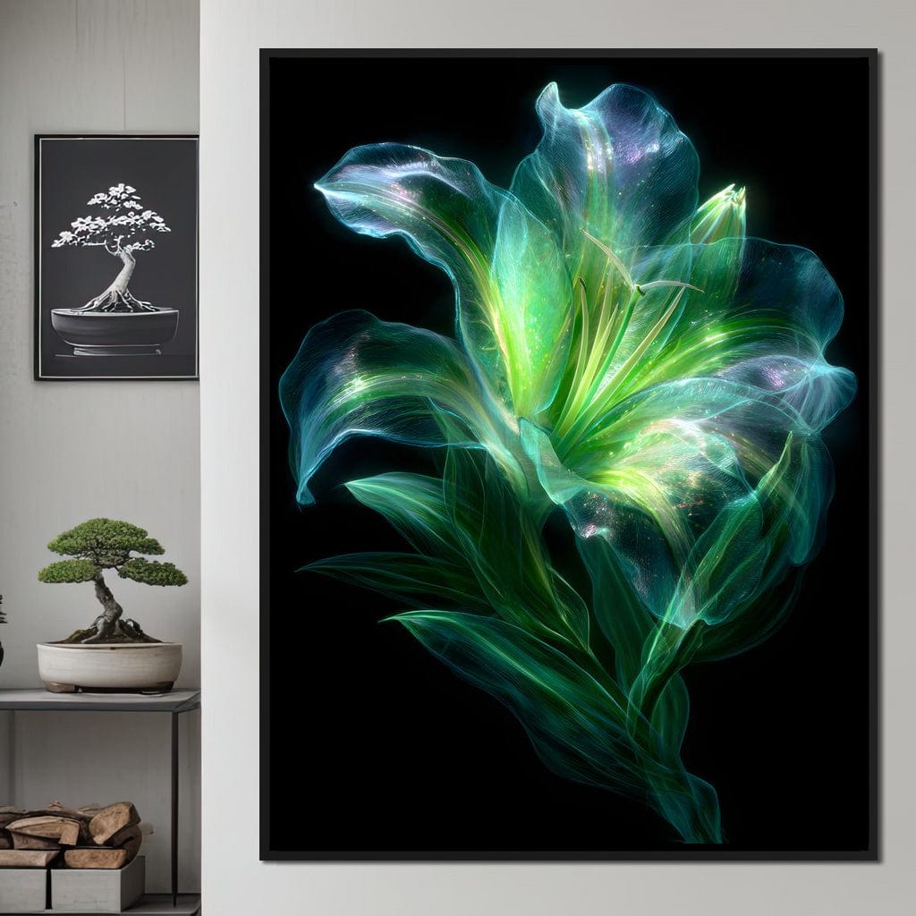 Radiant Emerald Flora Pulse Canvas Wall Art