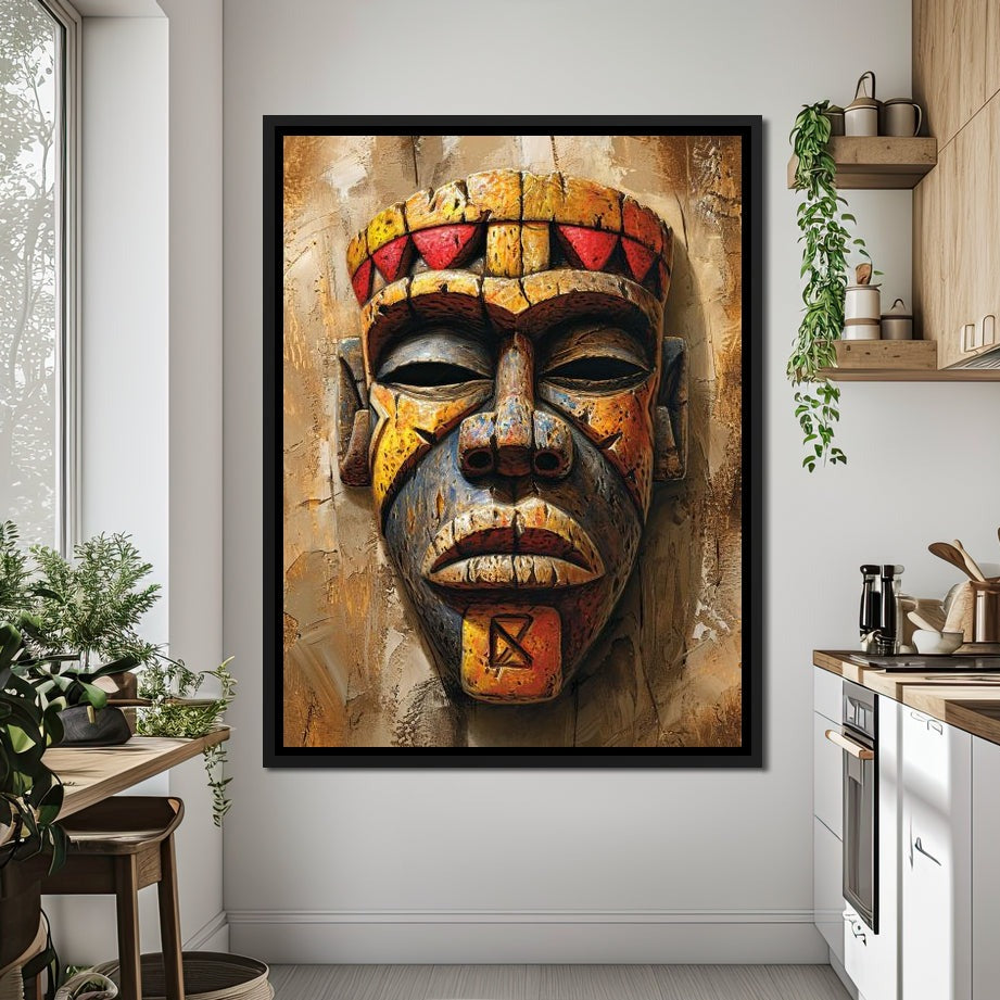 Ancient Tribal Mask Vibrance Canvas Wall Art