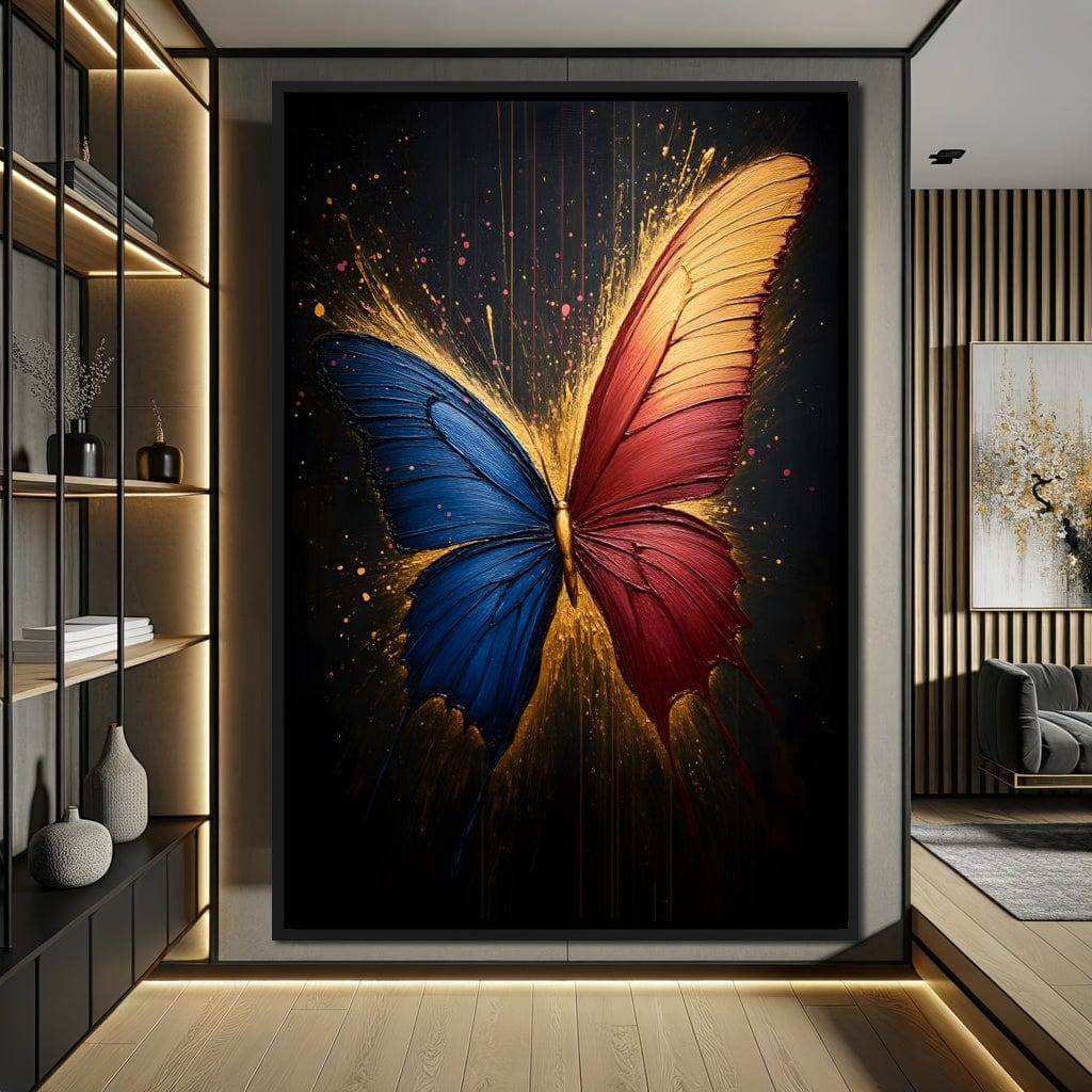 Red & Blue Butterfly Canvas Wall Art