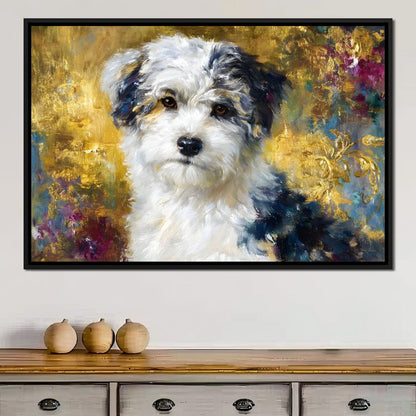 Golden Garden Puppy Canvas Wall Art