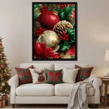 Festive Pine Holly Joyful Noel Canvas Wall Art