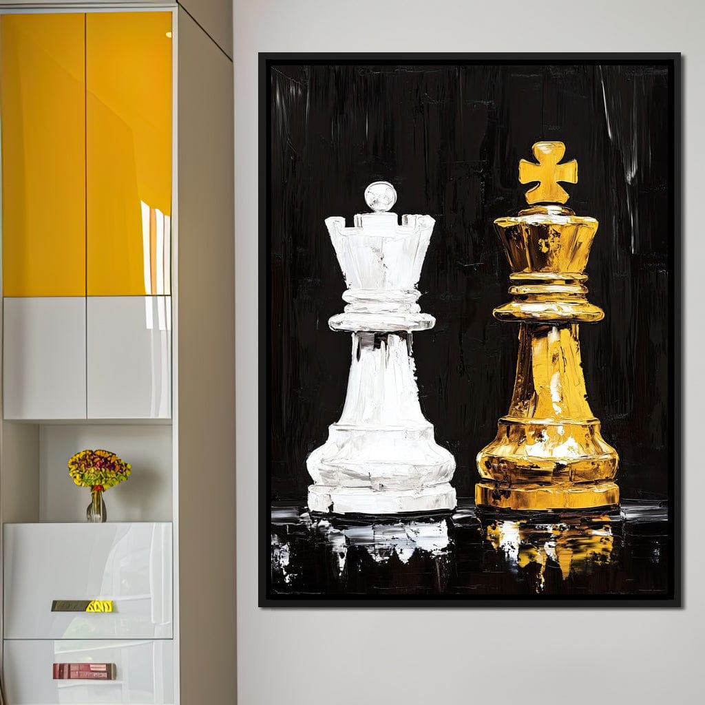 Regal Duel Monochrome Majesty Canvas Wall Art