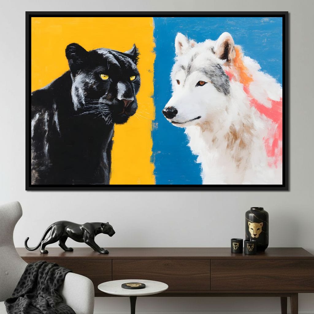Panther And Wolf Color Clash Canvas Wall Art