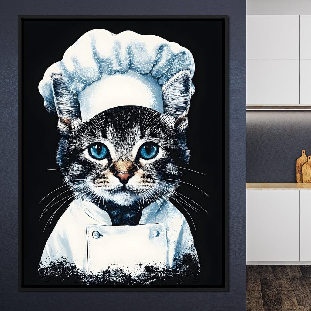 Chef Feline in Snowy Whites Canvas Wall Art