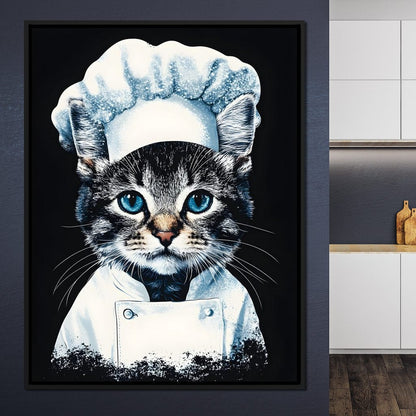 Chef Feline in Snowy Whites Canvas Wall Art