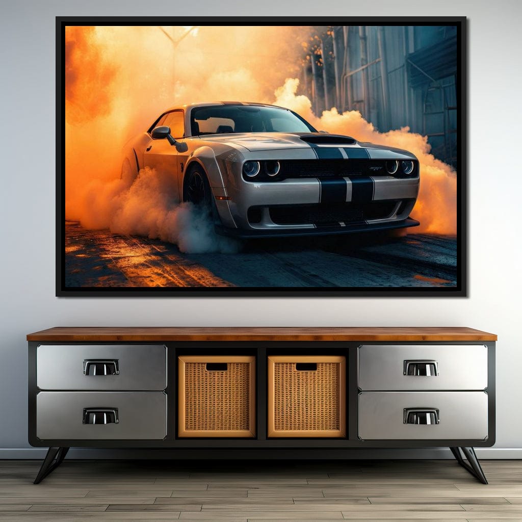 Silver Hellcat Burnout Canvas Wall Art