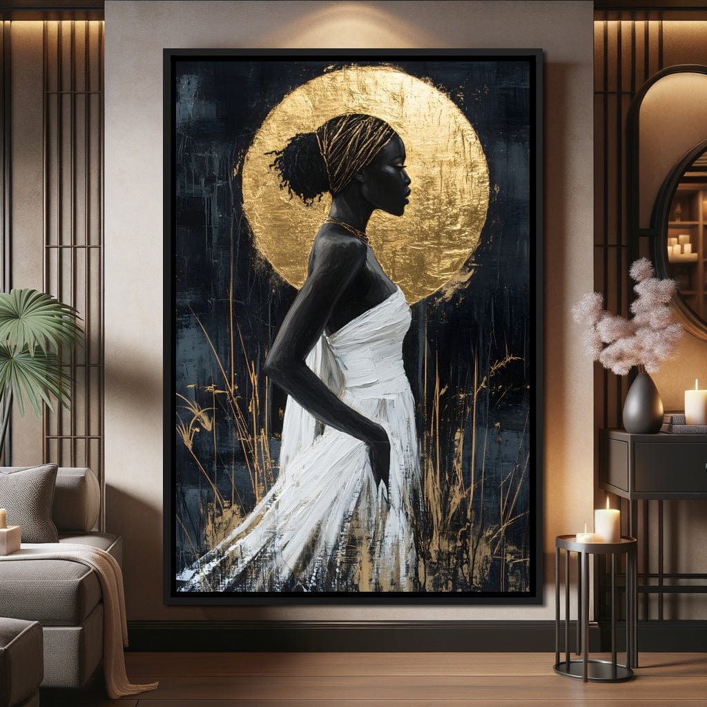 Golden Halo Grace Silhouette Canvas Wall Art
