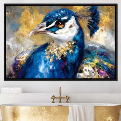 Regal Peacock Gold Radiance Canvas Wall Art