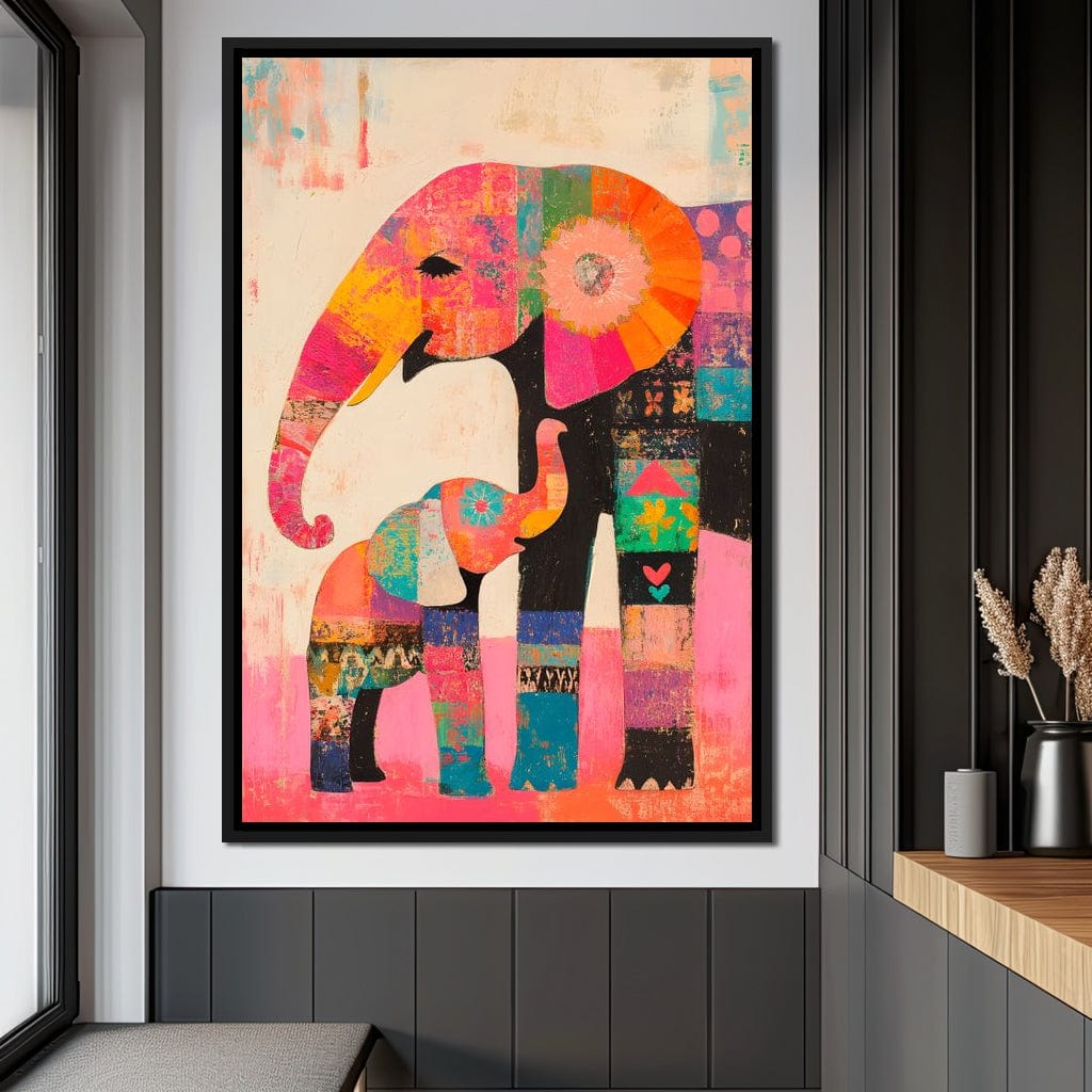 Elephant Patchwork Dreams Canvas Wall Art
