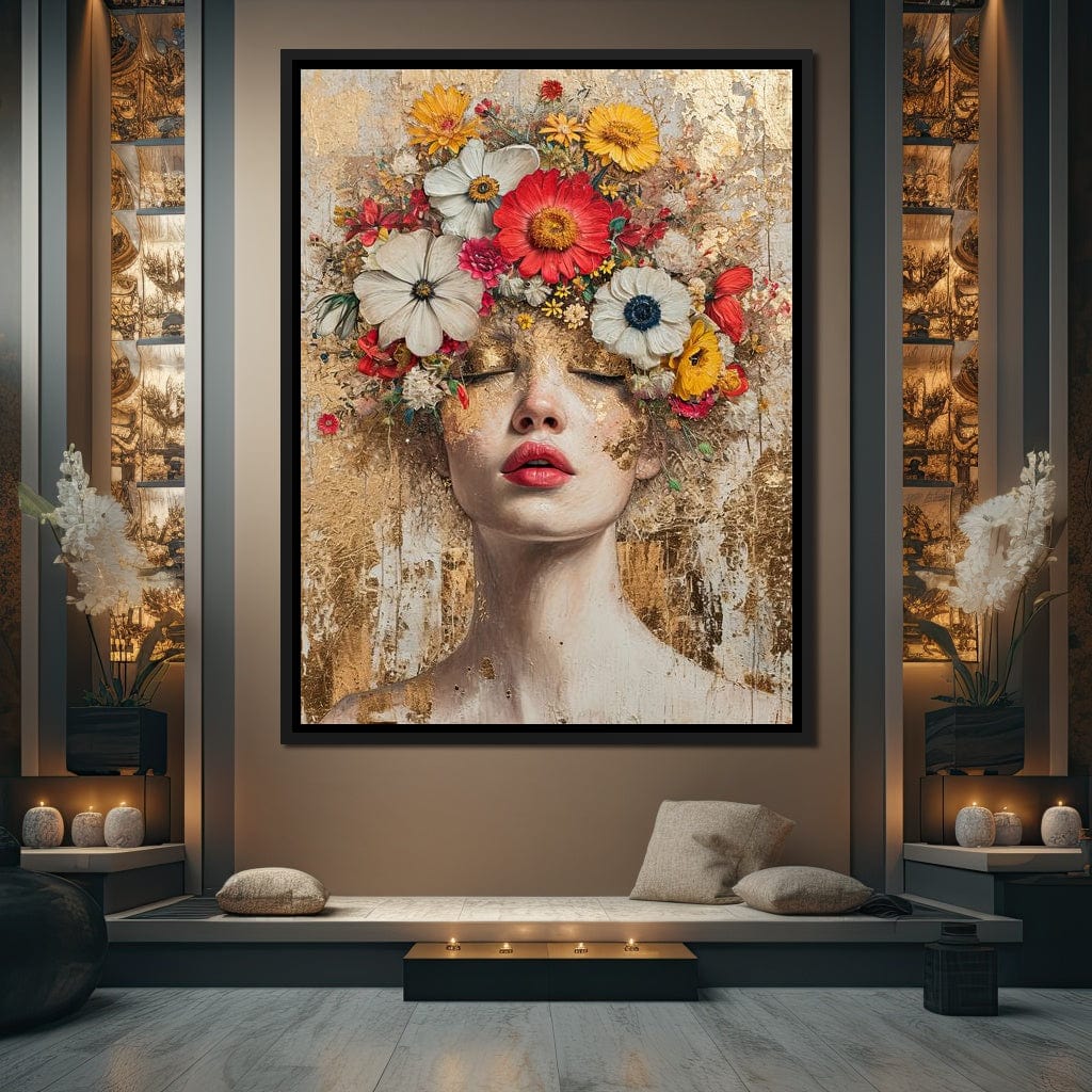 Golden Petal Dreams Canvas Wall Art