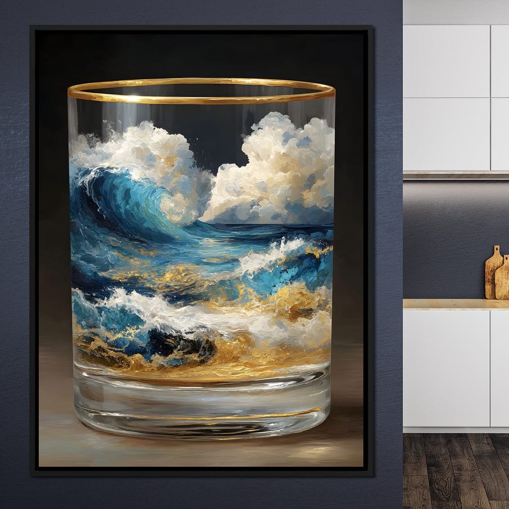 Ocean Storm Tumbler Gold Rim Canvas Wall Art