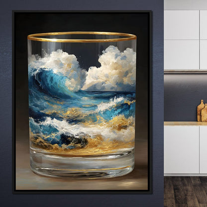 Ocean Storm Tumbler Gold Rim Canvas Wall Art