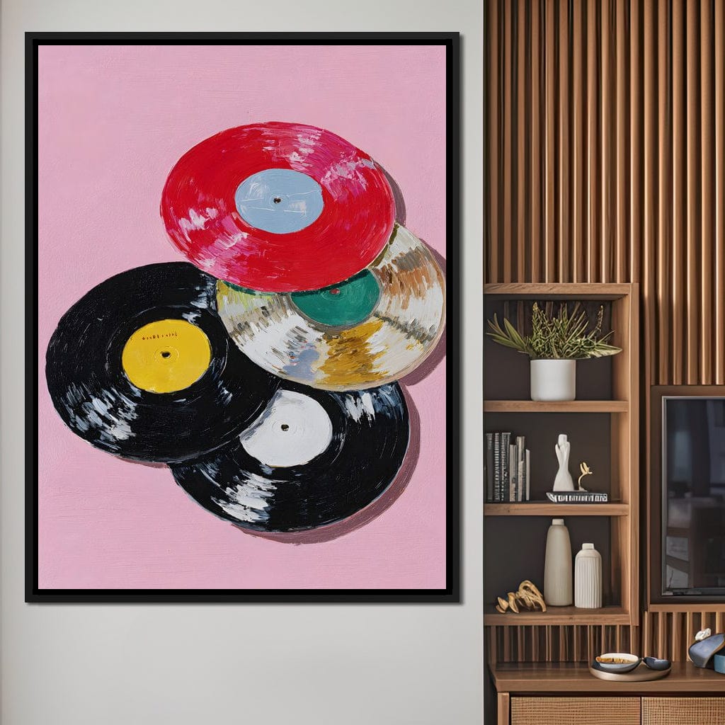 Retro Vinyl Record Pop Splash Canvas Wall Art